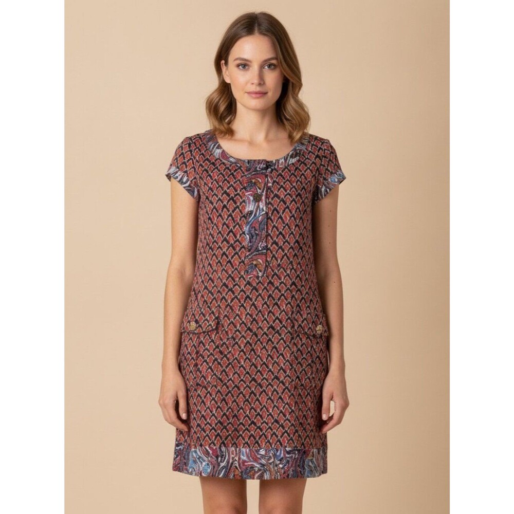 Diane von Furstenberg Vintage Silk Geometric Retro Shift Kian Dress Size 8